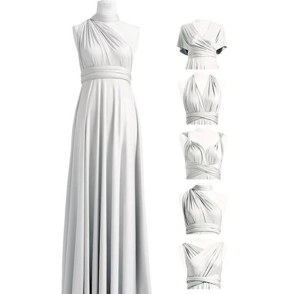 infinity dress styles Made In USA Dusty Blue Multiway Bridesmaid Dress Convertible Made In USA Wrinkle Resistant Dress Styling Infinity Dress Pattern